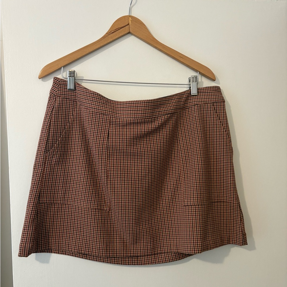 A New Day Brown Ribbed A-Line Mini Skirt